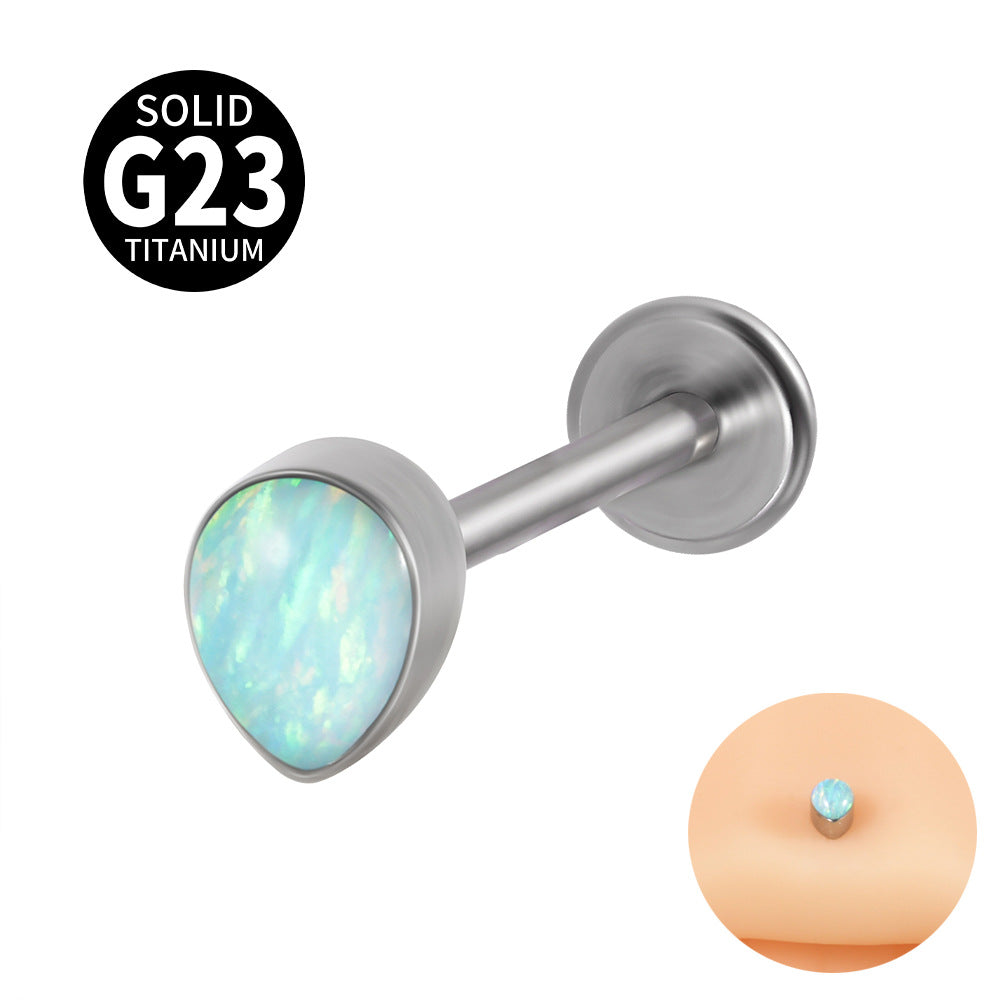 G23 Titanium Opal Resin Water Drop Ear Cartilage & Lip Ring Studs