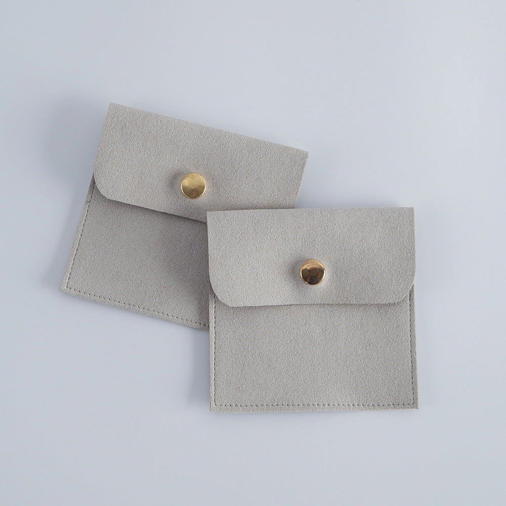 Elegant Solid Color Flannel Jewelry Packaging Bags with Snap Closure