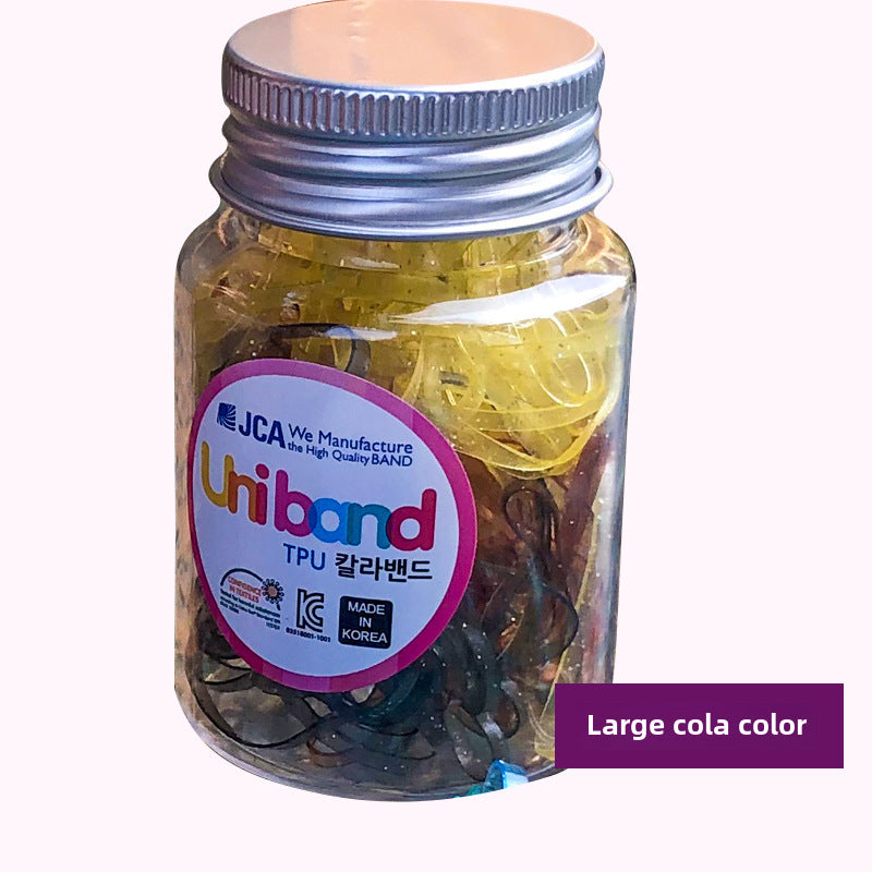 Korean Style Girls' Hair Accessories Set - Uniband Rubber and Leather Bands in Canned Packaging