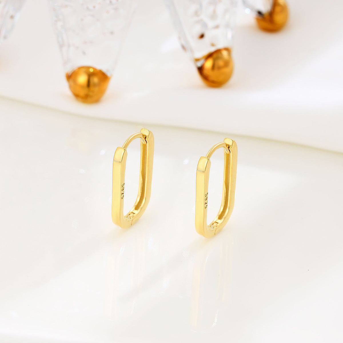 Wholesale 1 Pair Simple Style Rectangle Stainless Steel 14K Gold Plated Silver Plated Hoop Earrings