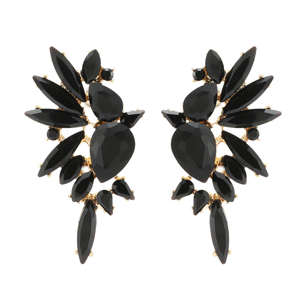 Retro Luxurious Rhinestone Wing Stud Earrings