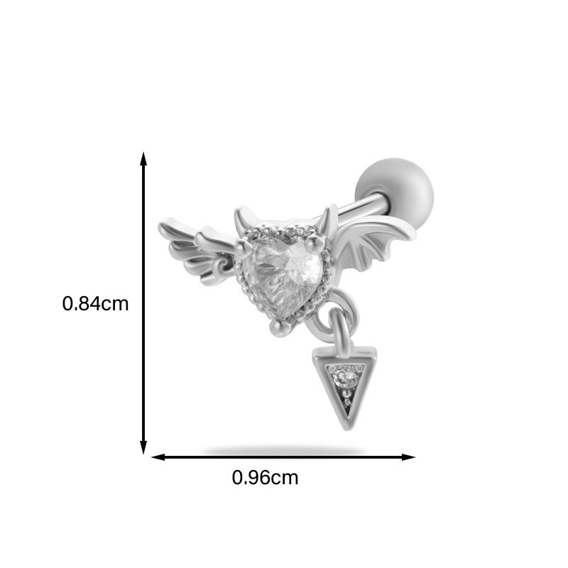 Star Heart Bow Knot Zircon Stainless Steel Cartilage Stud Earrings