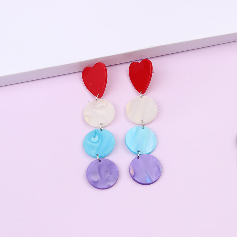 Sweet Geometric Heart Shape Acrylic Drop Earrings