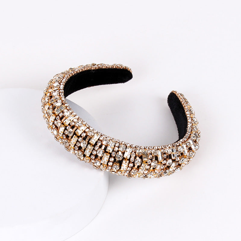 Baroque Rhinestone Pearl Crystal Beaded Wide Headband Hair Accessory