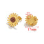 4 Pack Stainless Steel Sunflower Hook Earring Findings with Natural Stone Tiger Eye Studs for DIY Jewelry