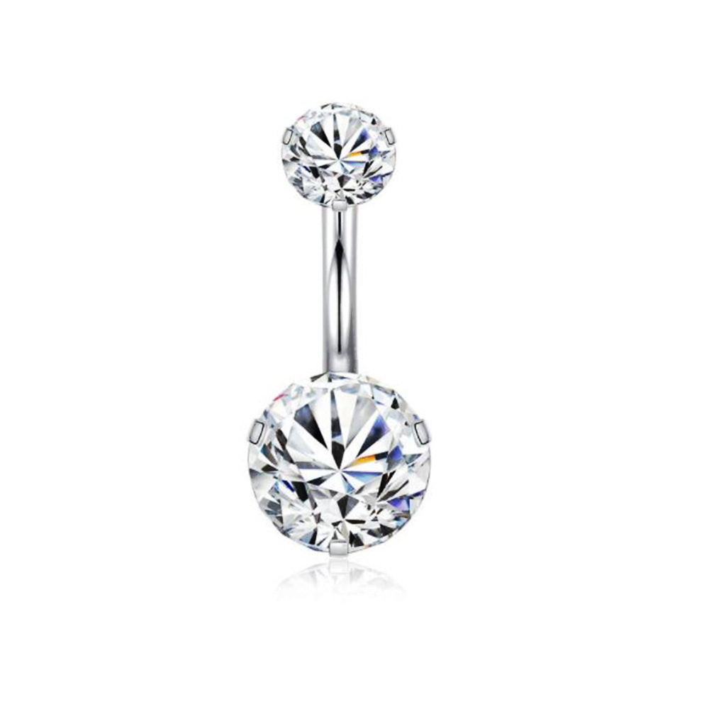 Fashion Water Droplets Stainless Steel Inlay Zircon Belly Ring 5 Pieces