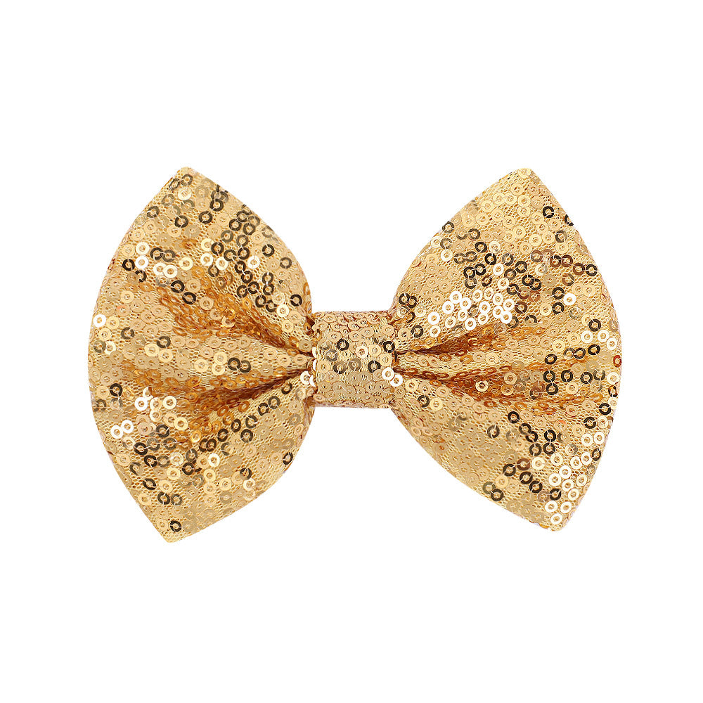 Cute Sequin Bow Knot Pleated Hair Clip for Girls