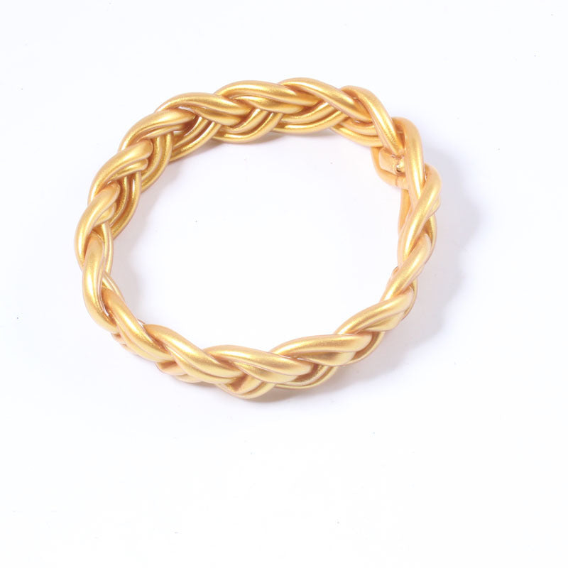 Women's Streetwear Solid Color Silicone Braided Wristband Bracelet