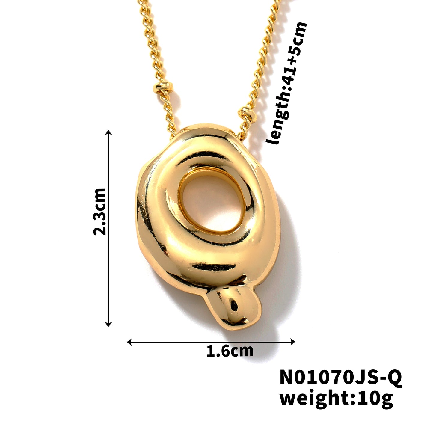 304 Stainless Steel Gold Plated Alphabet Pendant Necklace