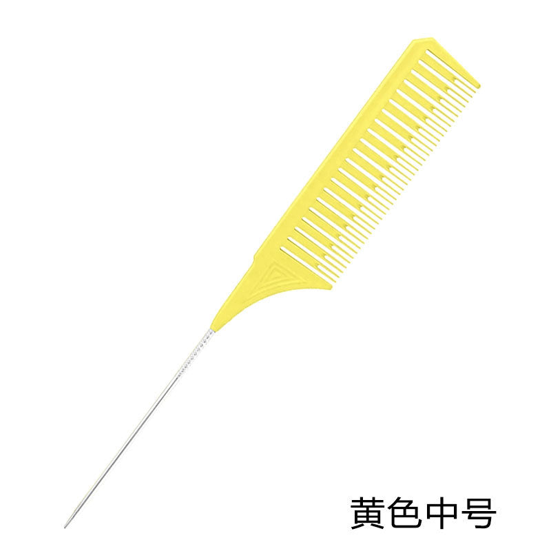 Simple Solid Color ABS Hair Comb with Steel Needle Tip for Salon and Dyeing