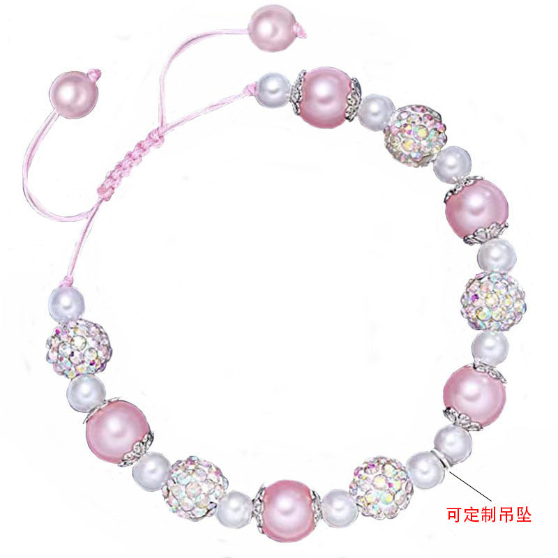 Casual Style Imitation Pearl Rhinestone Women's Bracelet with Diamond Beads