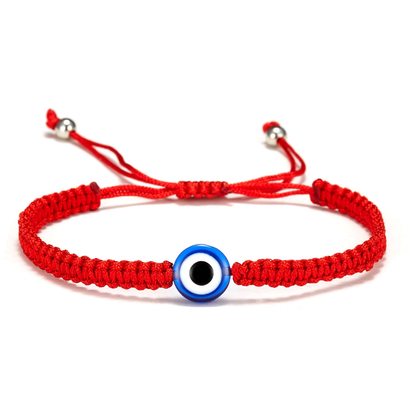 Evil Eye Turtle Bead Unisex Bracelet with Red and Black Braided Rope