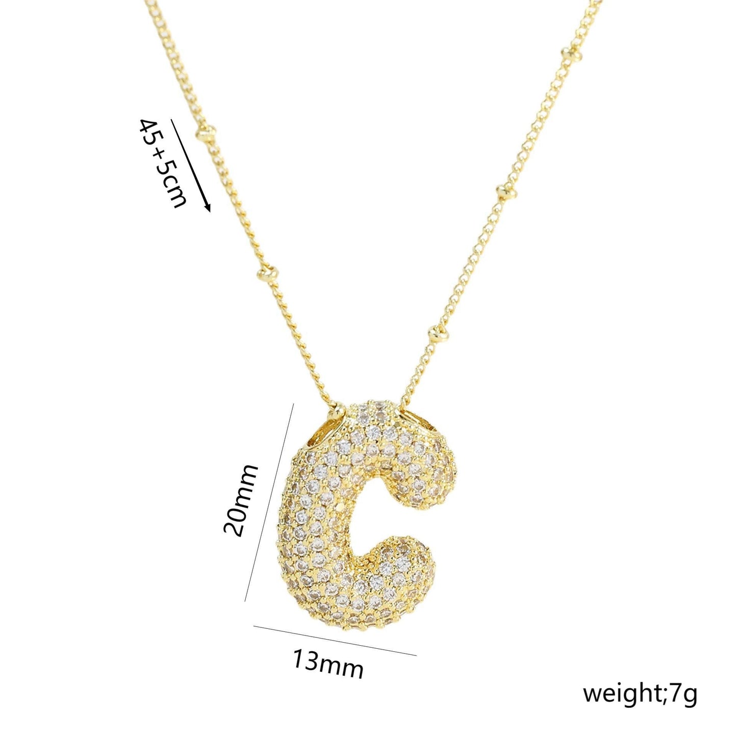 Korean Style Gold Plated Zircon Letter Pendant Necklace