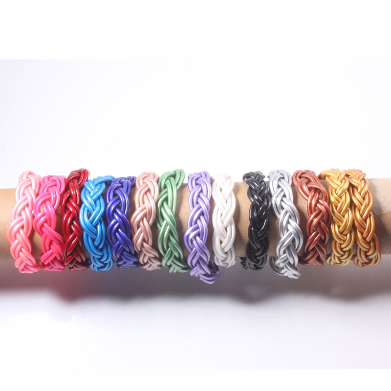 Women's Streetwear Solid Color Silicone Braided Wristband Bracelet