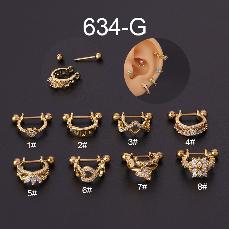20G Stainless Steel Thin Rod Personalized Creative Ear Bone Stud European And American Foreign Trade Piercing Earrings Single