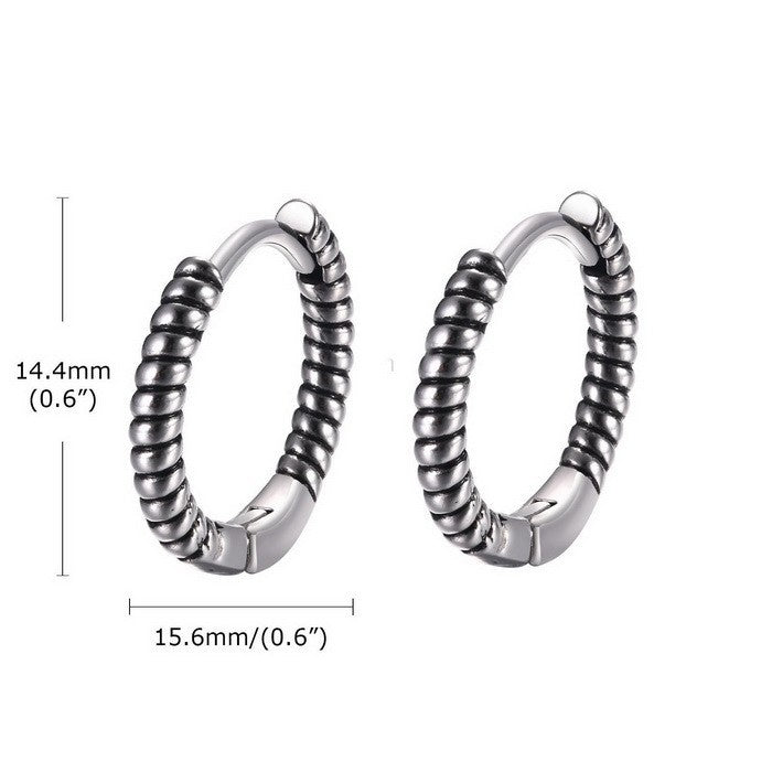 Titanium Steel Textured Hoop Earrings for Men