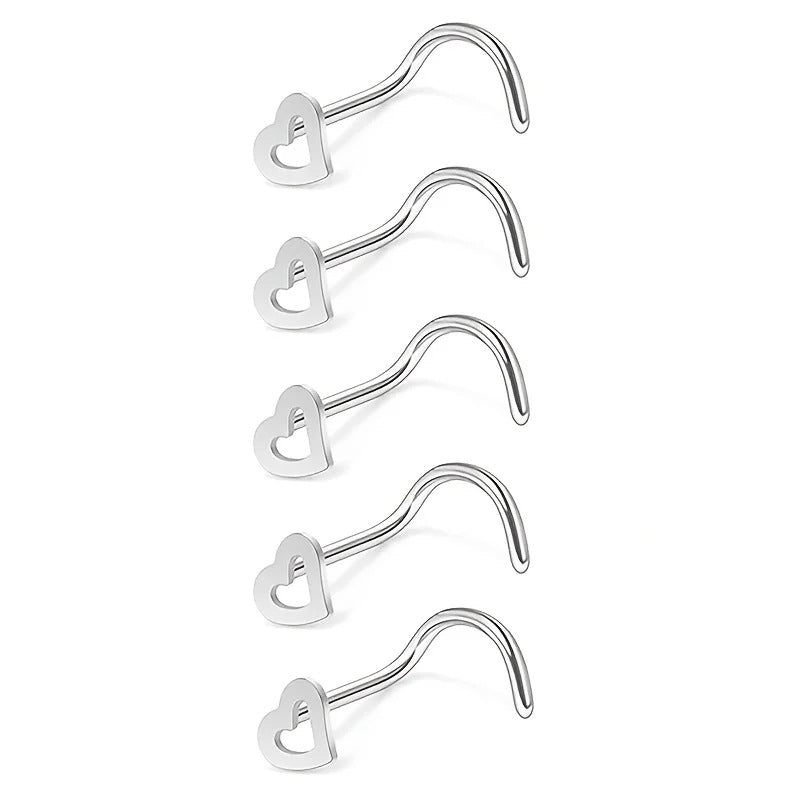 Fashion Heart Shape Metal Hollow Out Nose Studs