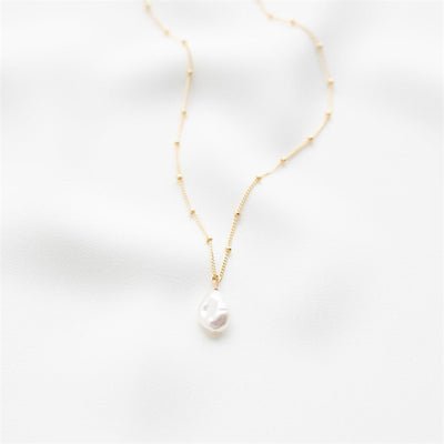 14k Gold Plated Baroque Freshwater Pearl Pendant Necklace