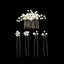 Geometric Alloy Pearl Bridal Hair Accessory Set - 3 Combs & 2 Hair Forks