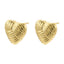 1 Pair Vintage Style 18K Gold Plated Sector Square Copper Ear Studs with Shell Stripe Texture Heart Hoops