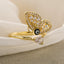 Fashion Butterfly Zircon Pearl Open Ring - Elegant Geometric Design