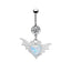 Cute Star and Heart Belly Ring with Wings - Stainless Steel and Rhinestone Design