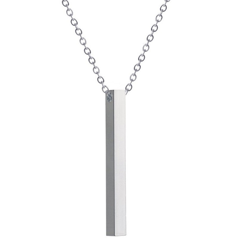 Three-Dimensional Pillar Stainless Steel Pendant Necklace