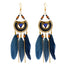 Ethnic Triangle Feather Tassel Earrings for Women - Bohemian Style Long Dangle Jewelry