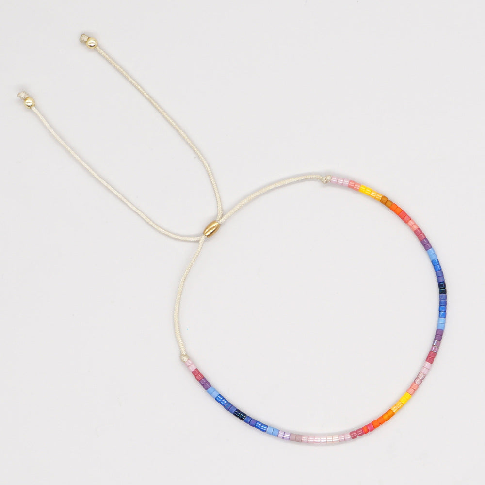 Minimalist Stainless Steel Rope and Colorful Beaded Bracelet Set