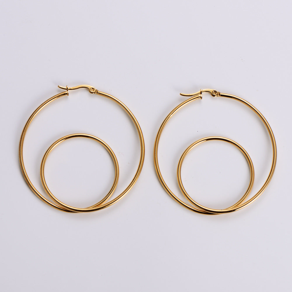 Polishing Round Line Titanium Steel Fashion Earrings - Minimalist Korean Style Women's Elegant Jewelry Gift