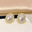 Elegant Heart & Bow Opal Pearl Rhinestone Ear Clips - 1 Pair