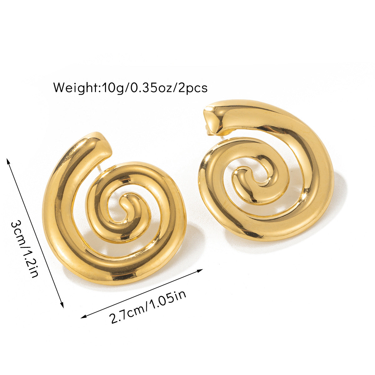 1 Pair Modern Geometric Spiral Stripe Stainless Steel and Alloy Ear Studs