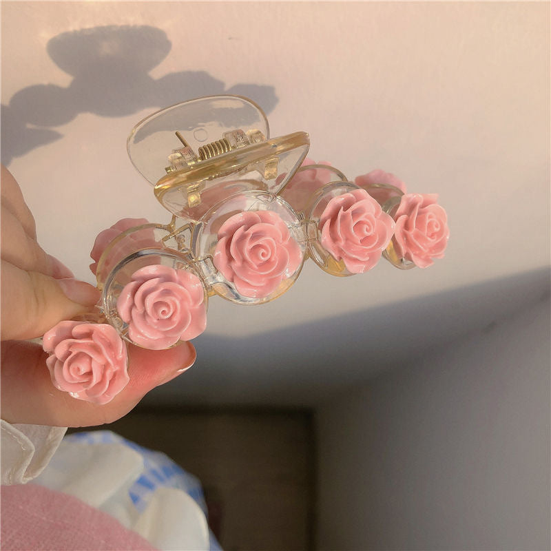 Women's Heart Shape Flower Acrylic Hair Claw Clip