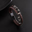 Punk Stainless Steel PU Leather Braided Magnetic Clasp Men's Bracelet