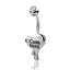 Exaggerated Punk Heart Shape Zircon Inlay Stainless Steel Belly Ring Set