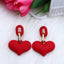 1 Pair Heart Shape Acrylic Drop Earrings - Fashionable Candy Color Chain Design