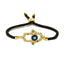 Ethnic Devil's Eye Heart & Hand Adjustable Bracelet in Gold and Red Cord