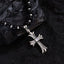 Copper Beaded Zircon Cross Pendant Necklace - Vintage Punk Style