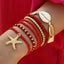 Bohemian Geometric Starfish Shell Beaded Knitting Women's Bracelet Set