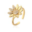 Fashion Geometric Star Moon Flower 18k Gold Plated Zircon Open Ring