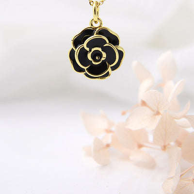 Copper Gold-Plated Rose Flower Pendant Necklace for Women