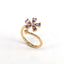 Simple Flower Zircon Adjustable Gold Plated Copper Ring