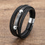 Hip-Hop Punk Geometric PU Leather Layered Men's Bracelet with Stainless Steel Clasp