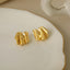 1 Pair 18K Gold Plated Frill Design Copper Ear Studs