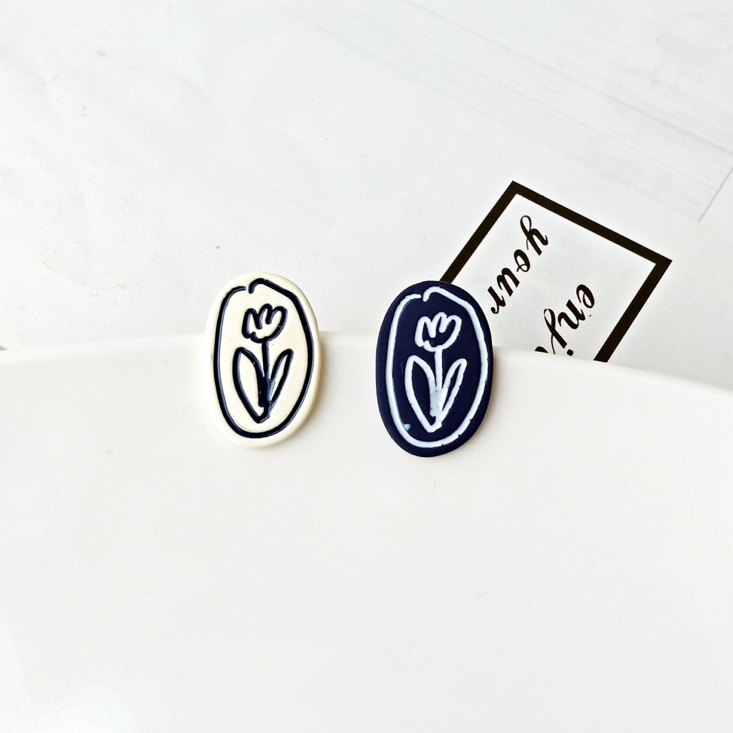 Klein Blue C Shape Alloy Stud Earrings - Niche Simple Design Korean Style for Women