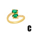 Emerald Leaves & Butterfly Zircon Gold Plated Open Ring