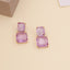 Fashion Macaron Square Crystal Long Earrings
