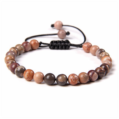 Ethnic Natural Stone Agate Beaded Adjustable Yoga Bracelet