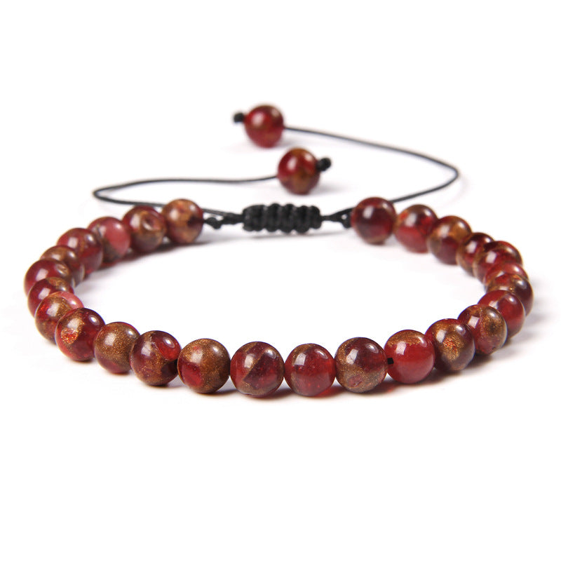 Ethnic Natural Stone Agate Beaded Adjustable Yoga Bracelet