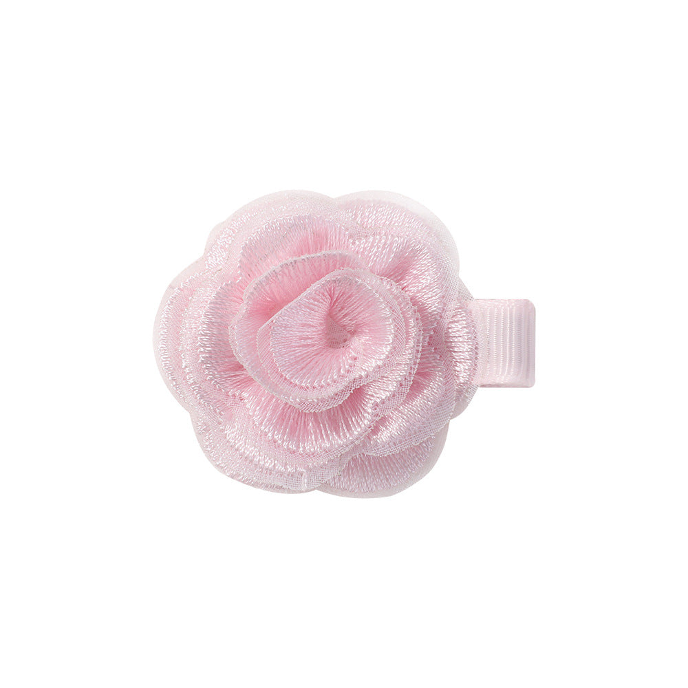 Kids' Floral Bow Knot Hair Clip - Camellia Rose Handmade Fabric Design